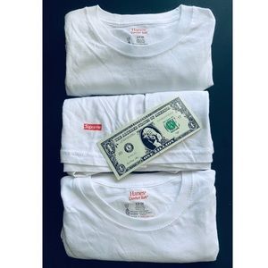 Supreme Hanes White Tees - 3pcs - SMALL